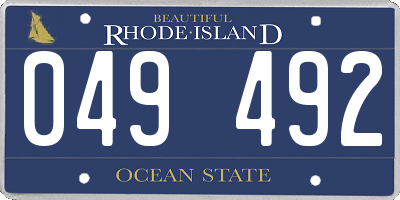 RI license plate 049492