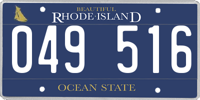 RI license plate 049516