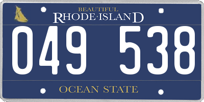 RI license plate 049538