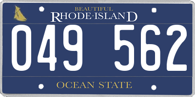 RI license plate 049562