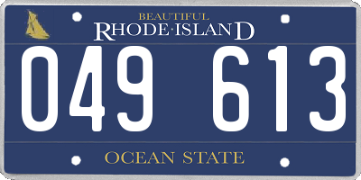RI license plate 049613