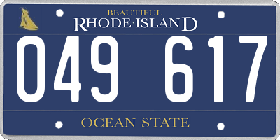 RI license plate 049617