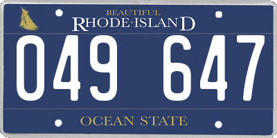 RI license plate 049647