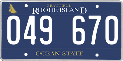 RI license plate 049670