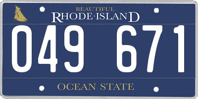 RI license plate 049671