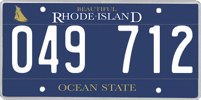 RI license plate 049712