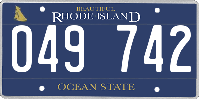 RI license plate 049742