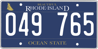 RI license plate 049765
