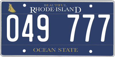 RI license plate 049777