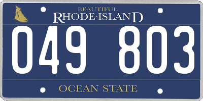 RI license plate 049803