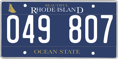 RI license plate 049807