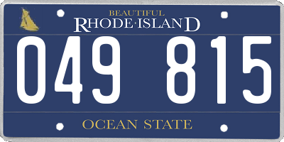 RI license plate 049815