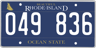 RI license plate 049836