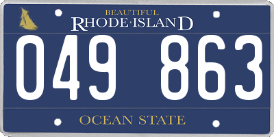 RI license plate 049863