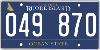 RI license plate 049870
