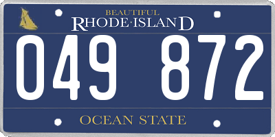 RI license plate 049872