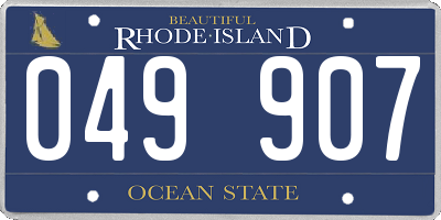 RI license plate 049907