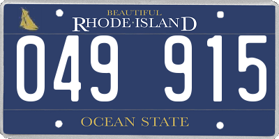 RI license plate 049915