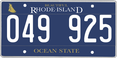 RI license plate 049925