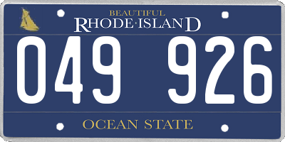 RI license plate 049926