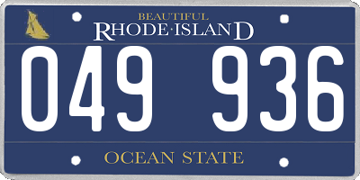 RI license plate 049936