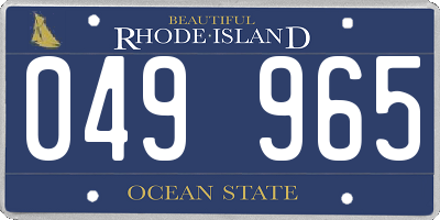 RI license plate 049965