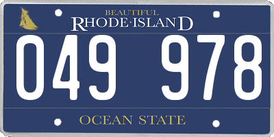 RI license plate 049978