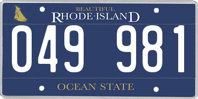 RI license plate 049981