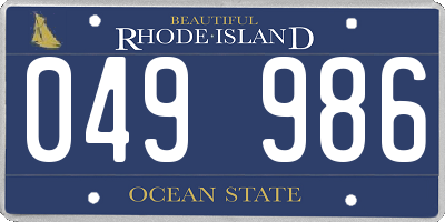 RI license plate 049986