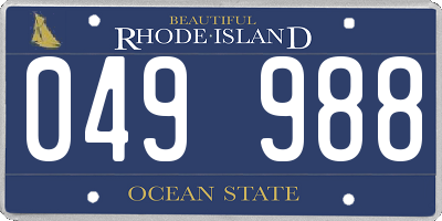 RI license plate 049988