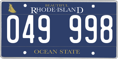 RI license plate 049998