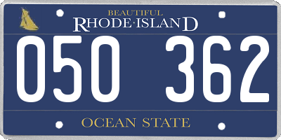 RI license plate 050362