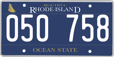 RI license plate 050758