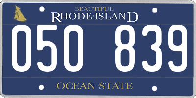 RI license plate 050839