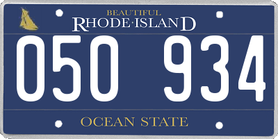 RI license plate 050934