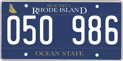 RI license plate 050986