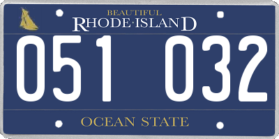 RI license plate 051032