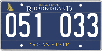 RI license plate 051033