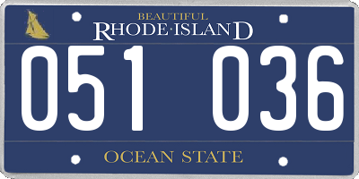 RI license plate 051036