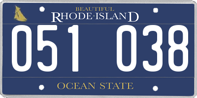 RI license plate 051038