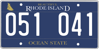 RI license plate 051041