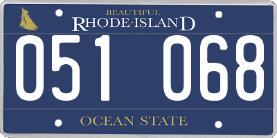 RI license plate 051068