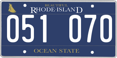 RI license plate 051070