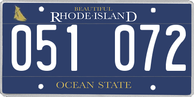 RI license plate 051072