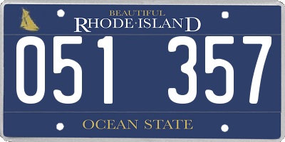 RI license plate 051357