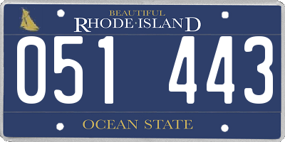 RI license plate 051443