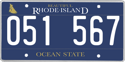 RI license plate 051567