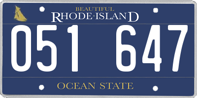 RI license plate 051647