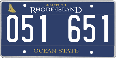 RI license plate 051651