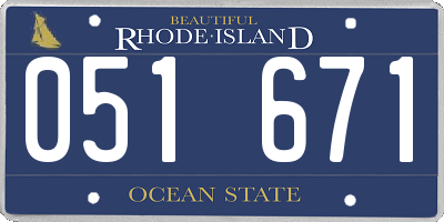 RI license plate 051671